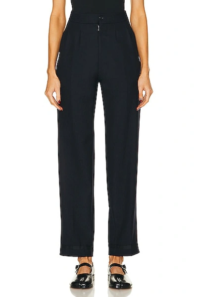 Maison Margiela High-waisted Wool Trousers In Navy Blue