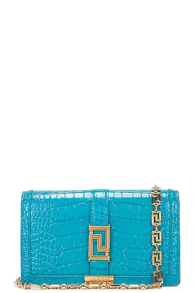 Versace Wallet On Chain Bag In Glacier Green &  Gold