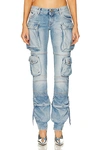 Attico Essie Flared Cargo Pants In Sky Blue