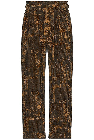 Beams 2 Pleats Trouses Print In Brown