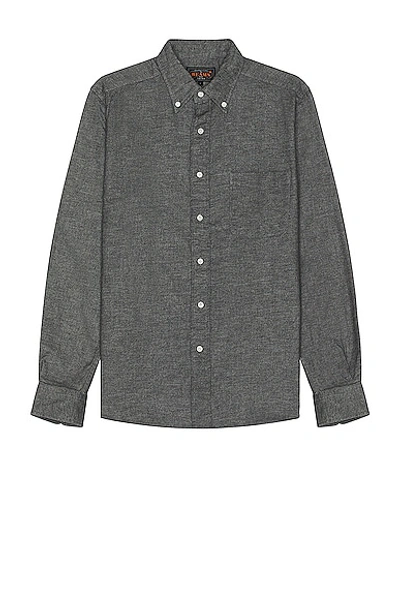 Beams B.d. Flannel Solid Shirt In Grey