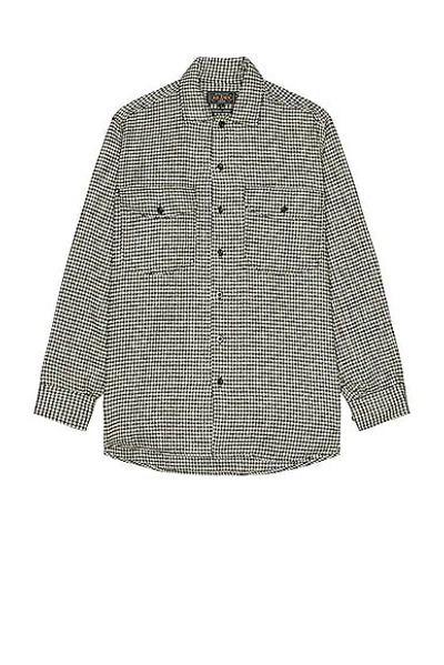Beams Work Classic Fit Houndstooth Shirt In Black