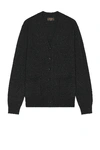 Beams Cardigan Elbow Patch 7g In Charcoal