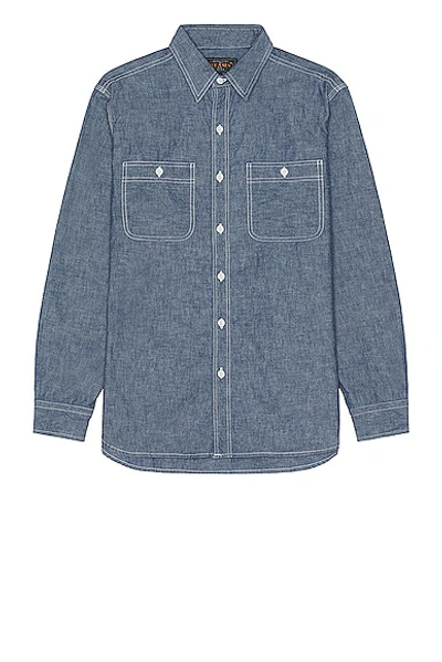 Beams Chambray Shirt In Blue