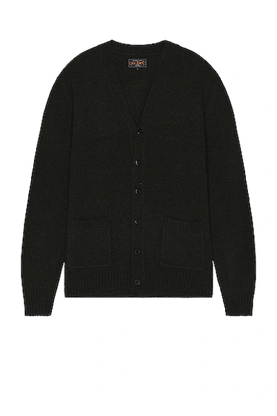 Beams Elbow Patch Cardigan In Olive