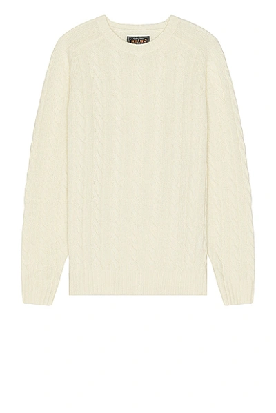 Beams Cable Sweater In Off White