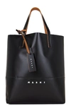 Marni Tribeca Logo-print Faux-leather Tote Bag In Black