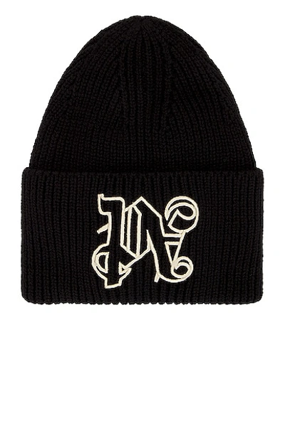 Palm Angels Beanie In Black & Off White