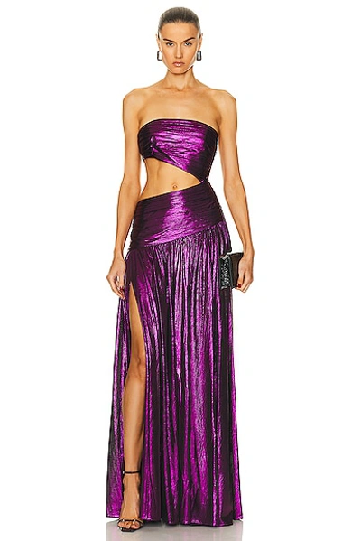 Retroféte Kenna Cut-out Detailed Maxi Dress In Purple