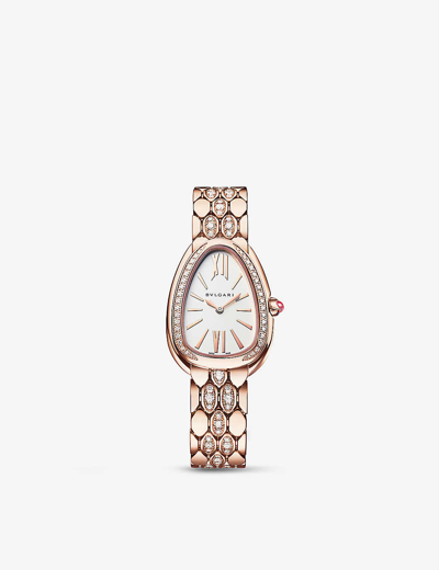 Bvlgari Rose Gold Serpenti Seduttori 18ct Rose-gold And Brilliant-cut Diamond Quartz Watch