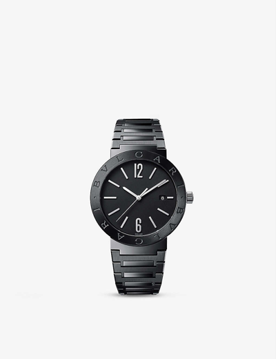 Bvlgari Stainless Steel Stainless-steel Quartz Watch In Black