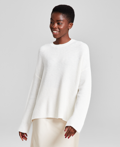 And Now This Women's Ribbed Crewneck Sweater, Created For Macy's In Calla Lily