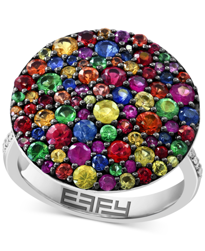 Effy Collection Multi Precious 3-1/8 Ct. T.w. And Diamond 1/10 Ct. T.w. Ring In Sterling Silver