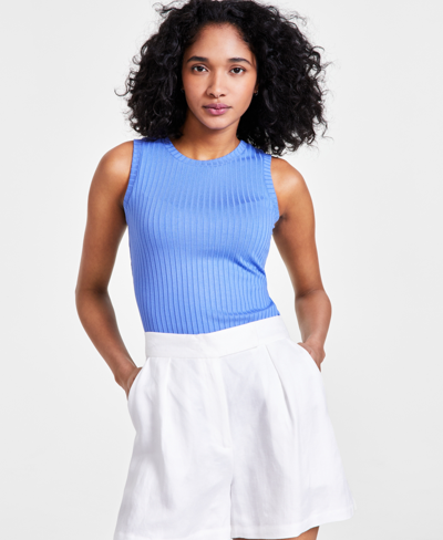 Bar Iii Women's Ribbed Bodysuit, Created For Macy's In Worldly Blue