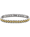 MACY'S MEN'S TWO-TONE WATCH LINK CHAIN BRACELET IN STAINLESS STEEL & GOLD-TONE ION-PLATE