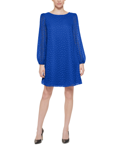 Jessica Howard Petite Clip-dot A-line Dress In Royal