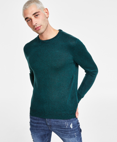 Inc International Concepts Men's Regular-fit Textured Crewneck Sweater, Created For Macy's In Dark Forrest