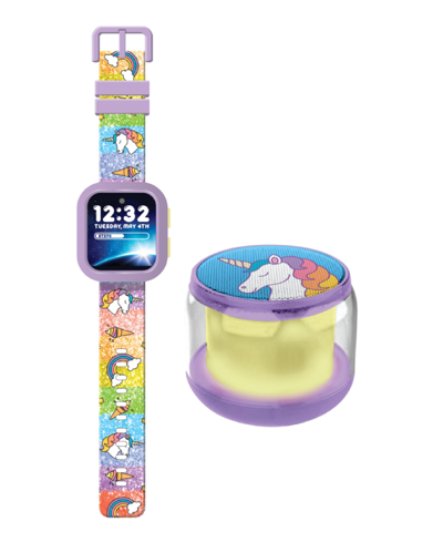 Playzoom Kids' V3 Girls Purple Silicone Smartwatch 42mm Gift Set