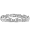 Macy's Men's Diamond Cluster Link Bracelet (1 Ct. T.w.) In Sterling Silver In Silver