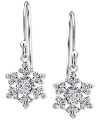 Giani Bernini Cubic Zirconia Snowflake Drop Earrings In Sterling Silver, Created For Macy's