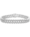 Macy's Men's Diamond Curb Link Bracelet (1 Ct. T.w.) In Sterling Silver (also In 14k Gold-plated Silver) In Silver