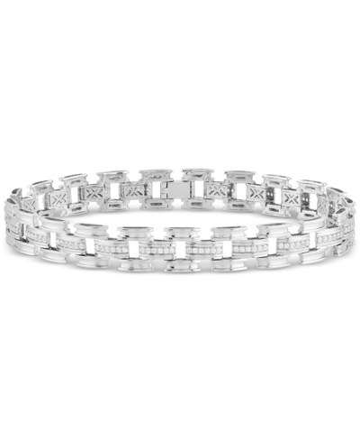 Macy's Men's Diamond Open Link Bracelet (1 Ct. T.w.) In Sterling Silver