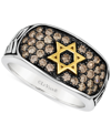 LE VIAN MEN'S CHOCOLATE DIAMOND STAR OF DAVID CLUSTER RING (1 CT. T.W.) IN 14K TWO-TONE GOLD