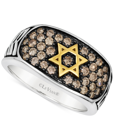 Le Vian Men's Chocolate Diamond Star Of David Cluster Ring (1 Ct. T.w.) In 14k Two-tone Gold In K Two Tone Gold Ring