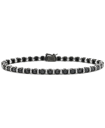 Macy's Diamond Black & White Diamond Tennis Bracelet (5 Ct. T.w.) In Sterling Silver & Black Rhodium-plate