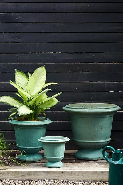 Terrain Aeros Ceramic Urn, 12" In Green