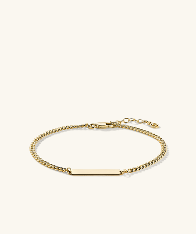 Mejuri Engravable Bar Curb Chain Bracelet In Yellow