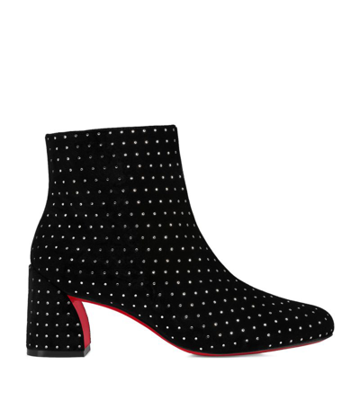 Christian Louboutin Turela Embellished Velvet Ankle Boots 55 In Black