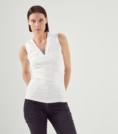 BRUNELLO CUCINELLI COTTON-BLEND TANK TOP