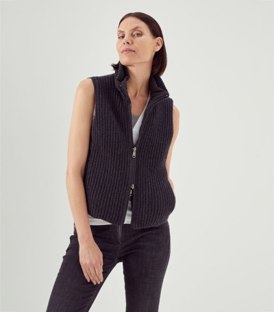 Brunello Cucinelli Reversible Knitted Gilet In Black