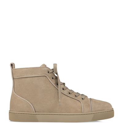 Christian Louboutin Louis Orlato Suede High-top Sneakers In Neutrals