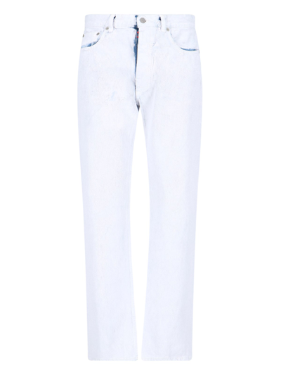 Maison Margiela Straight Jeans With Coated Design In White
