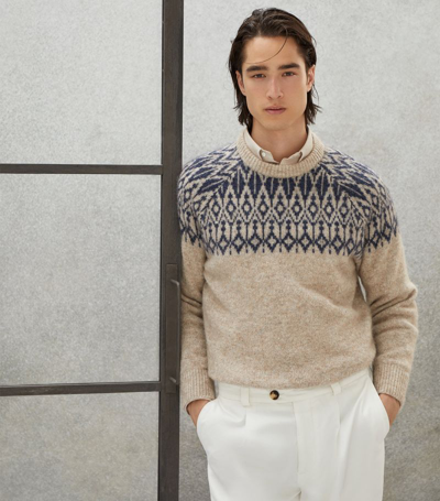 Brunello Cucinelli Fair Isle Jacquard-knit Sweater In Neutrals