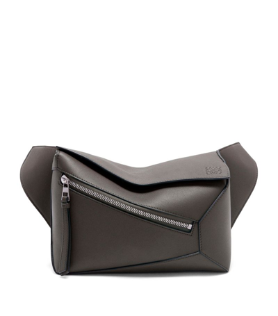 Loewe Small Leather Puzzle Belt Bag In Grey