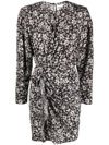 Isabel Marant Étoile Viscose Printed Dress Asymmetric Hem In ブラック