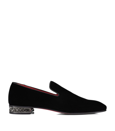 Christian Louboutin Men's Dandyrocks Spike-heel Velvet Loafers In Blackl In Loubi