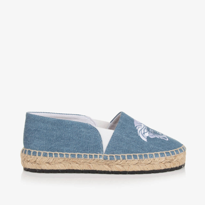 Versace Blue Denim Medusa Espadrilles