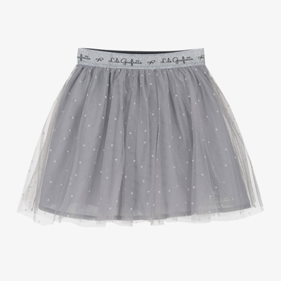 Lili Gaufrette Babies' Girls Grey Dotted Tulle Skirt