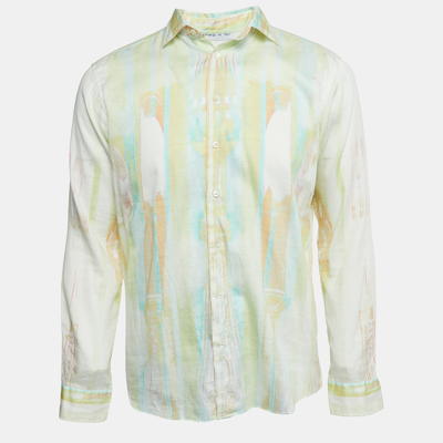 Pre-owned Etro Multicolor Print Cotton Button Front Full Sleeve Shirt M