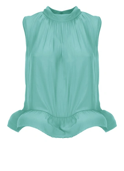 Lanvin Ruffle-hem Blouse In Blue