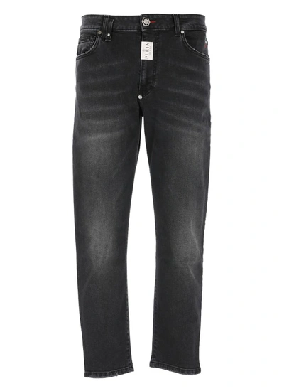 Philipp Plein Denim Trousers Straight Hexagon Jeans In Black