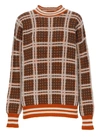 Marni Checked Crew Neck Jumper In Brown