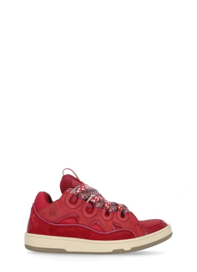 Lanvin Curb Leather Sneakers In Watermelon