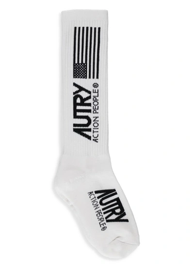 Autry Logo Cotton Blend Socks In White