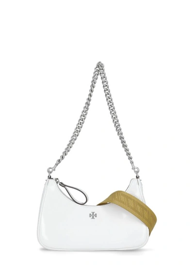 Tory Burch Mercer Leather Crescent Bag In White