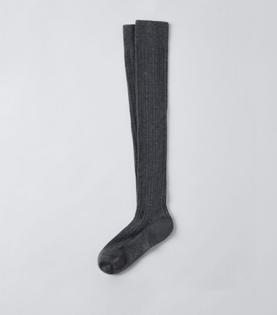 Brunello Cucinelli Stretch-cashmere Ribbed Socks In Grey